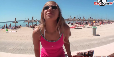 Bashful German teenage Lena Nitro lured at beach for porno - 18yo fledgling audition